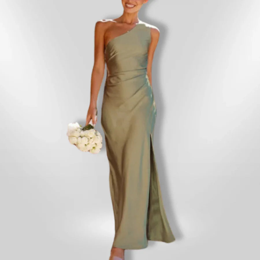 Erminia | Maxi One Shoulder Sage Green Dress