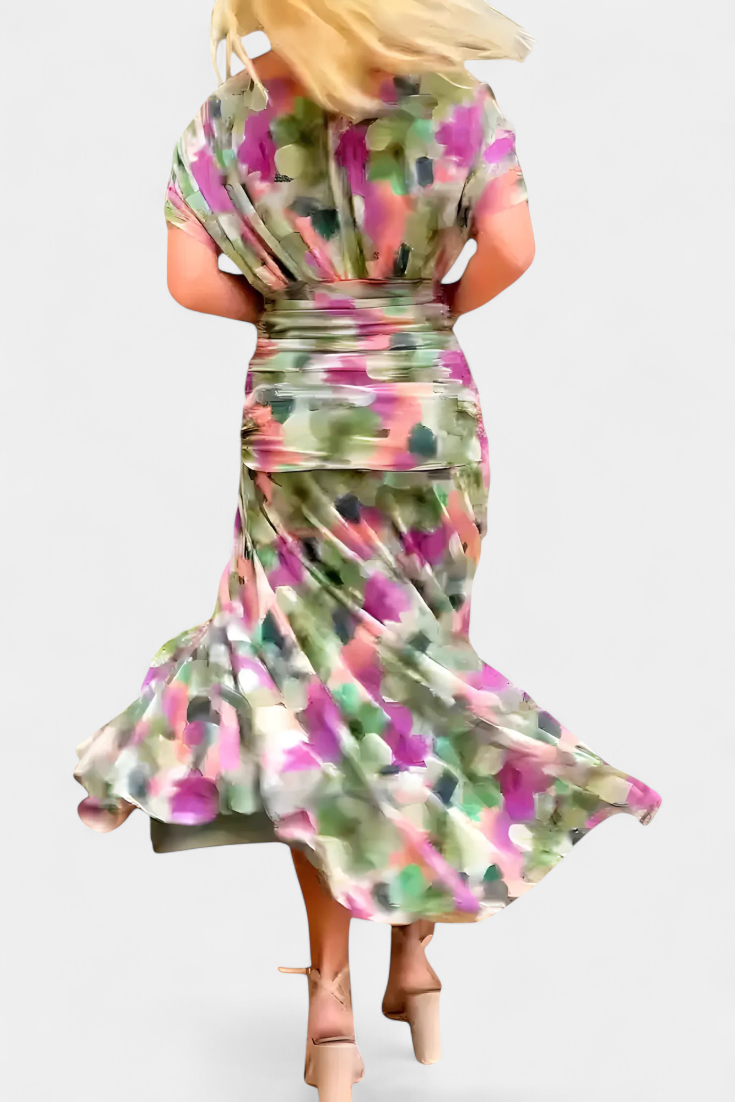 Lordanka | Off Shoulder Ruched Midi Evening Dress