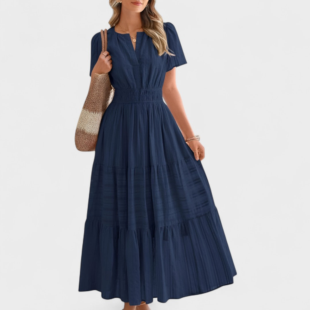 Maura | Short Sleeve Smocked Waist Maxi Dress