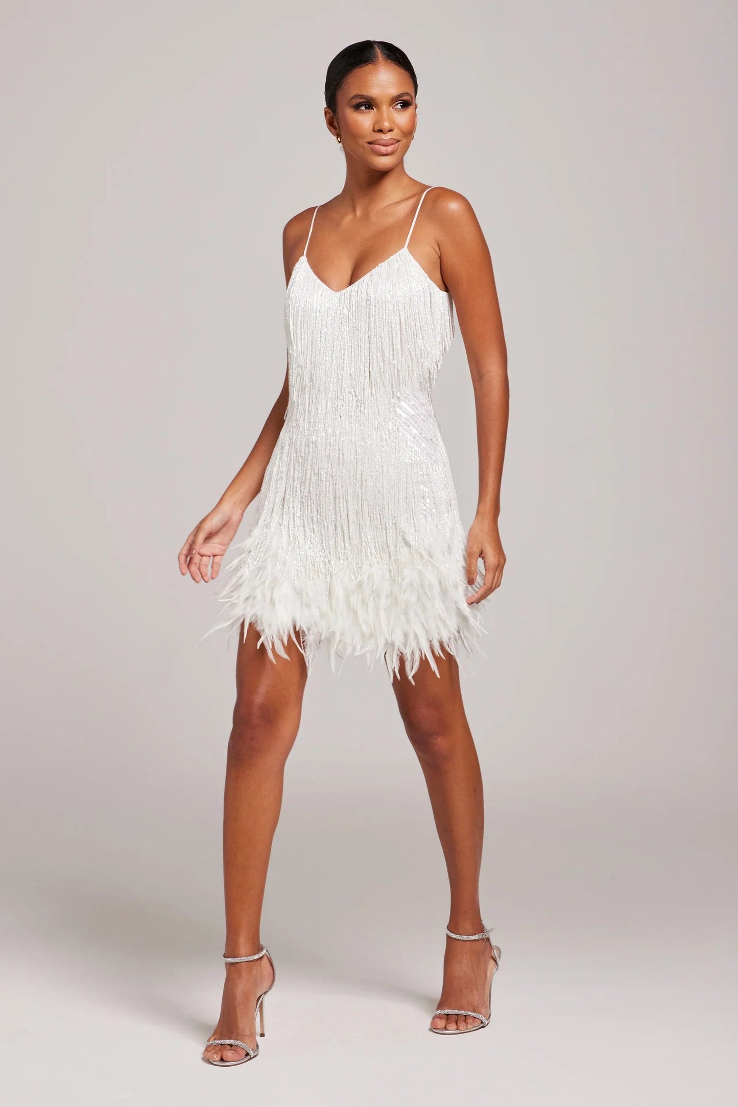 Jemima | Fringe Trim Spaghetti Strap Mini Dress