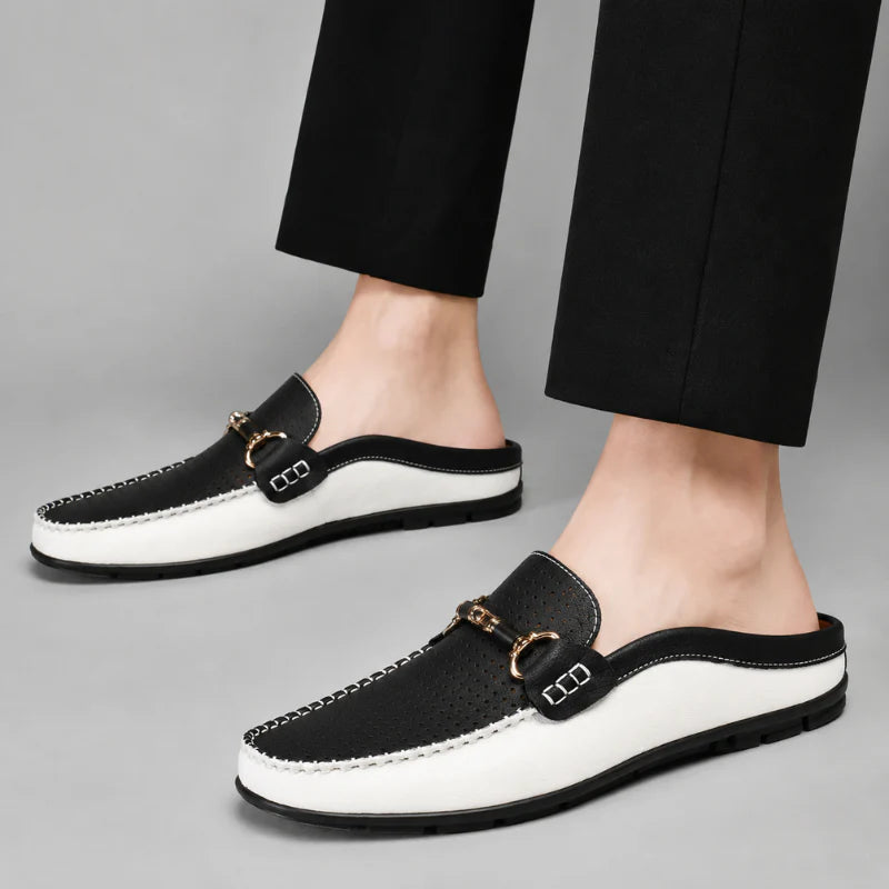 Yerson | Perforated Slip-On Mule Loafers