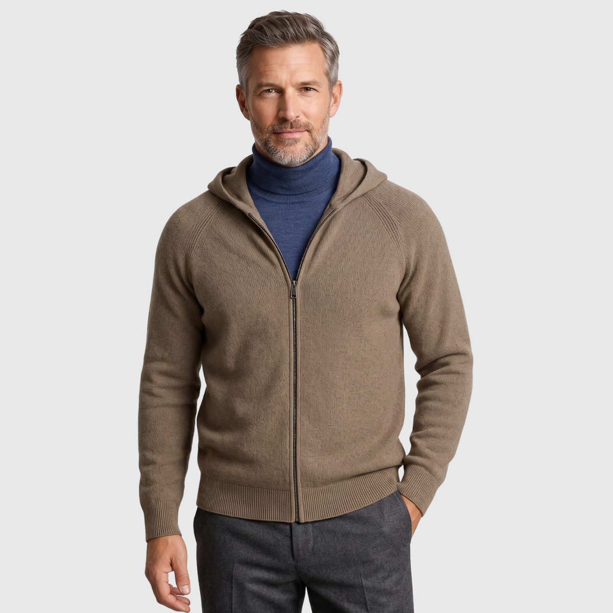 Atlascore | Hooded Merino Wool Zip-Up Sweater
