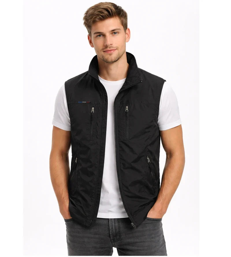 Albert | Vest Stand Collar Zip Front Multi Pocket