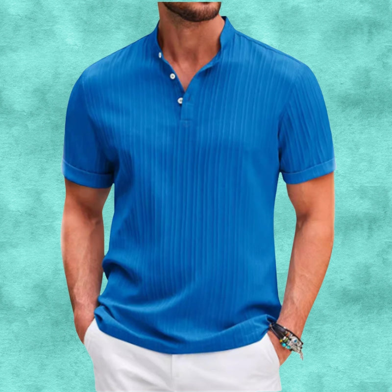 Tomasz | Short Sleeve Textured Henley Shirt