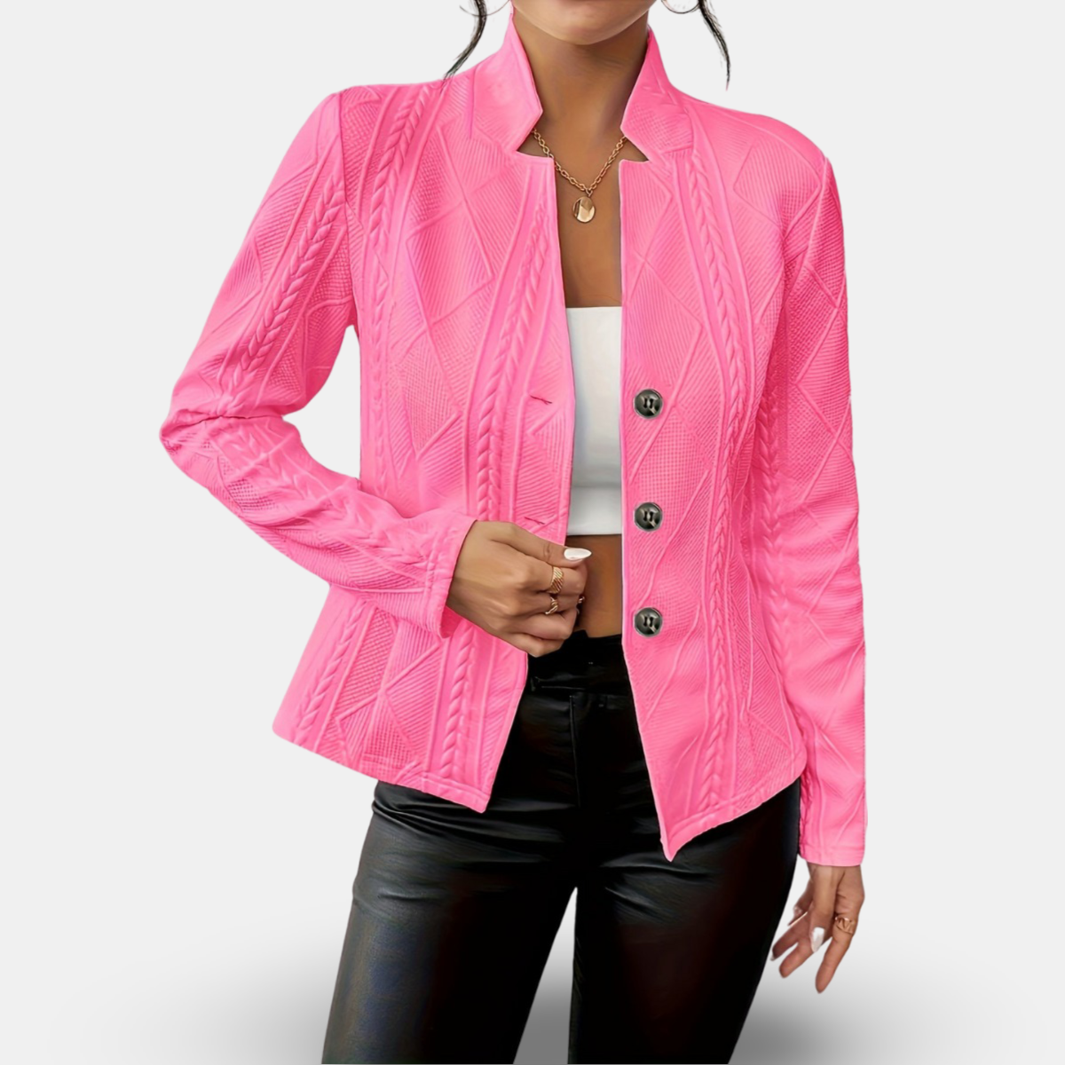 Lynn | Blazer Long Sleeve Textured Three-Button Tailored Fit