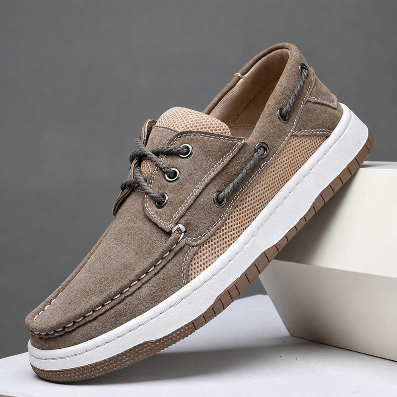 Fazil | Casual Lace-Up Contrast Panel Boat Shoes