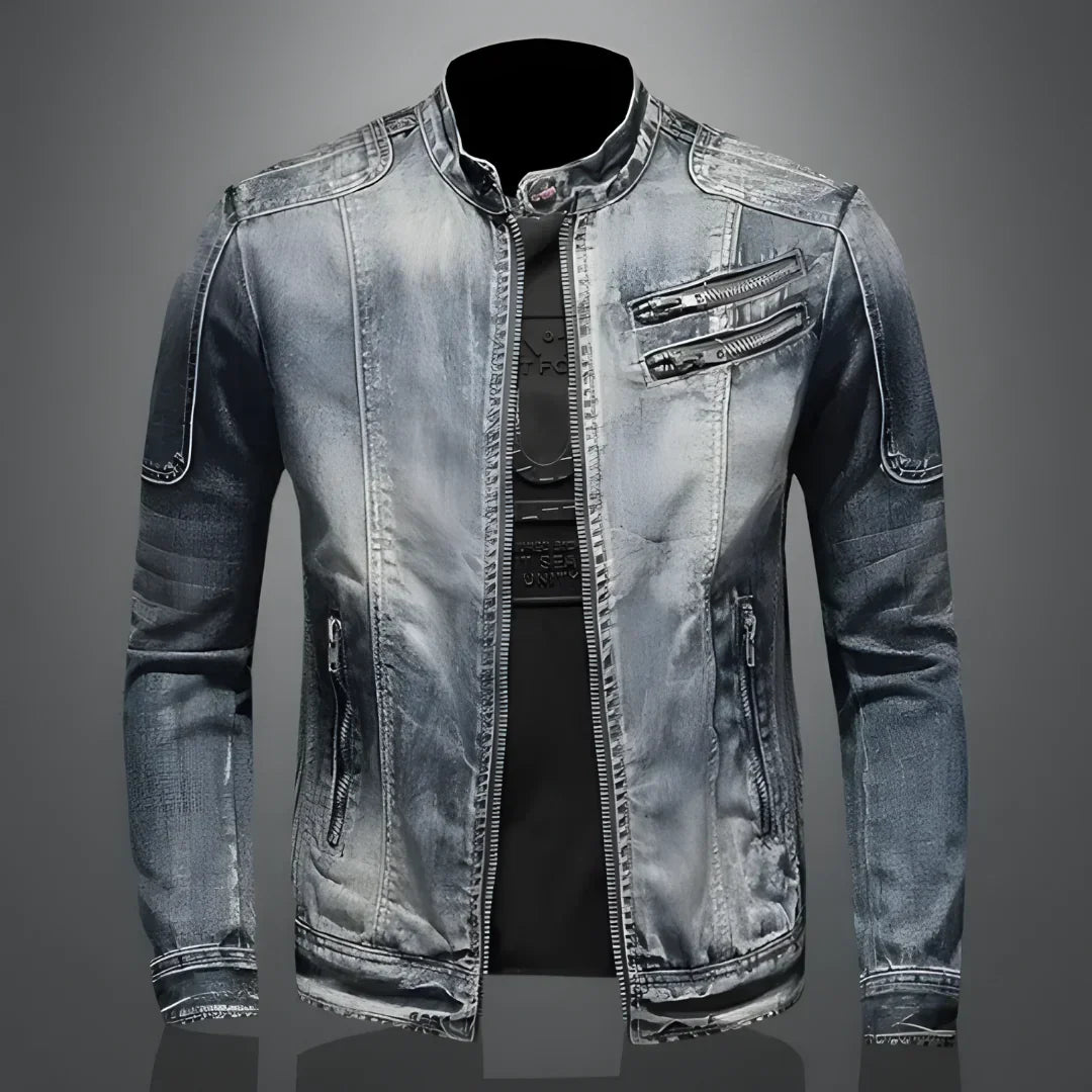 Dustin | Light Wash Stand Collar Jacket