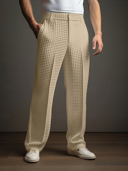 Harmen | Textured Straight Leg Trousers