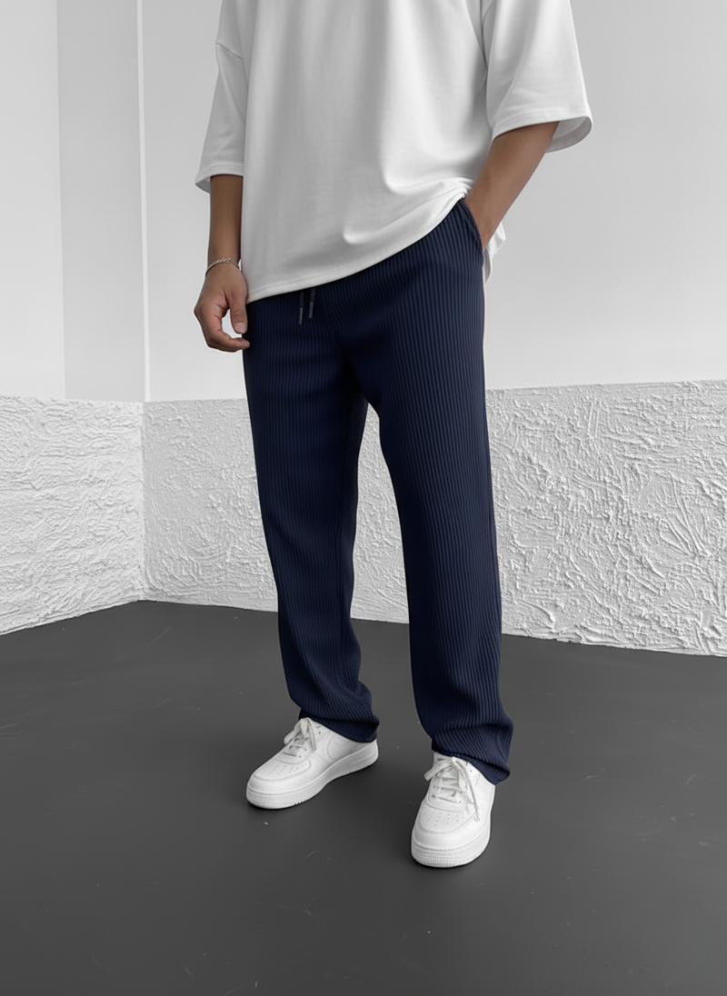 Eliezer | Ribbed Relaxed-Fit Drawstring Pants