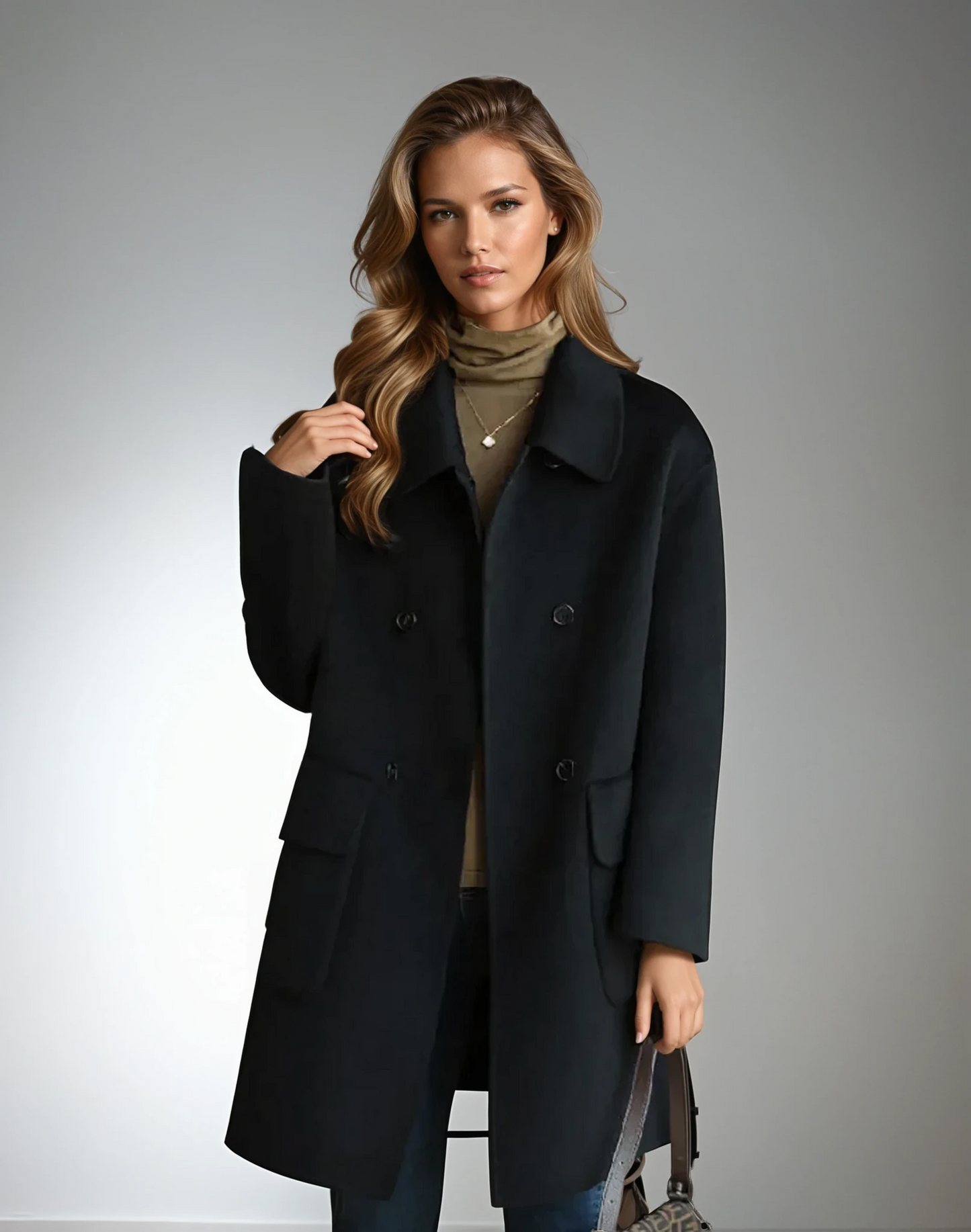 Ursulia | Double-Breasted Long Sleeve Lapel Coat