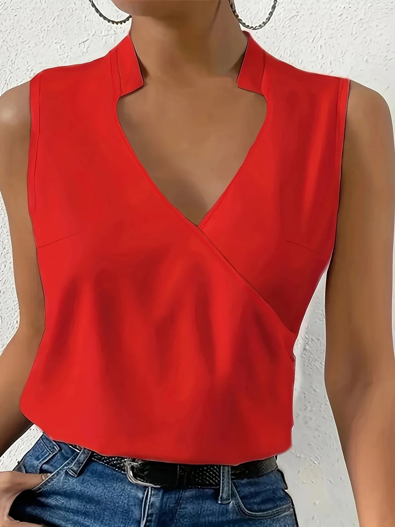 Cebulska | Sleeveless Wrap V-Neck Blouse Top