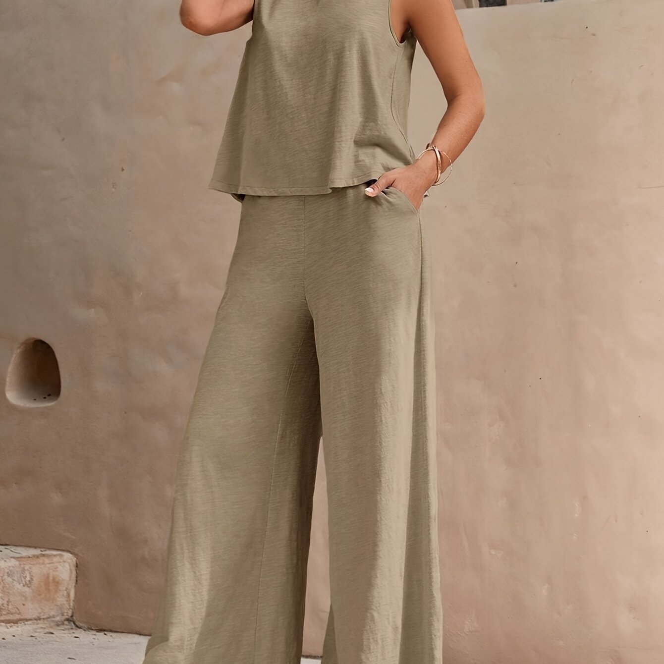 Marcelina - Two Piece Sleeveless Top Wide Leg Set