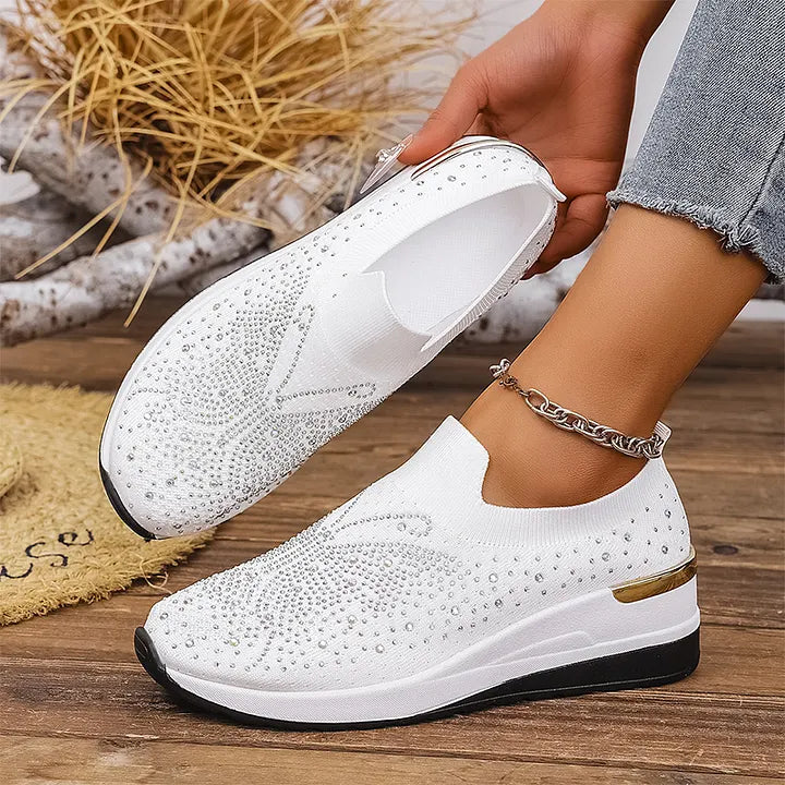 Josia | Slip On Rhinestone Platform Sneakers