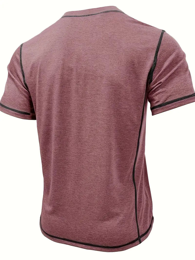 Orazio | Henley Short Sleeve Contrast Stitch Shirt