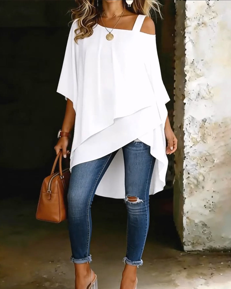 Aurona | Asymmetric Cold Shoulder Tunic Top