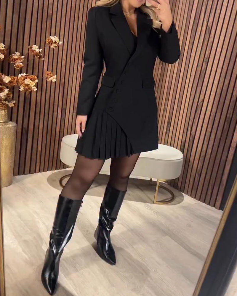 Nylani | Long Sleeve Pleated Blazer Dress