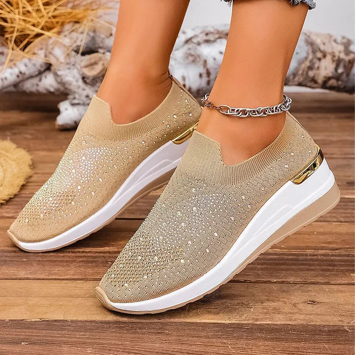 Josia | Slip On Rhinestone Platform Sneakers