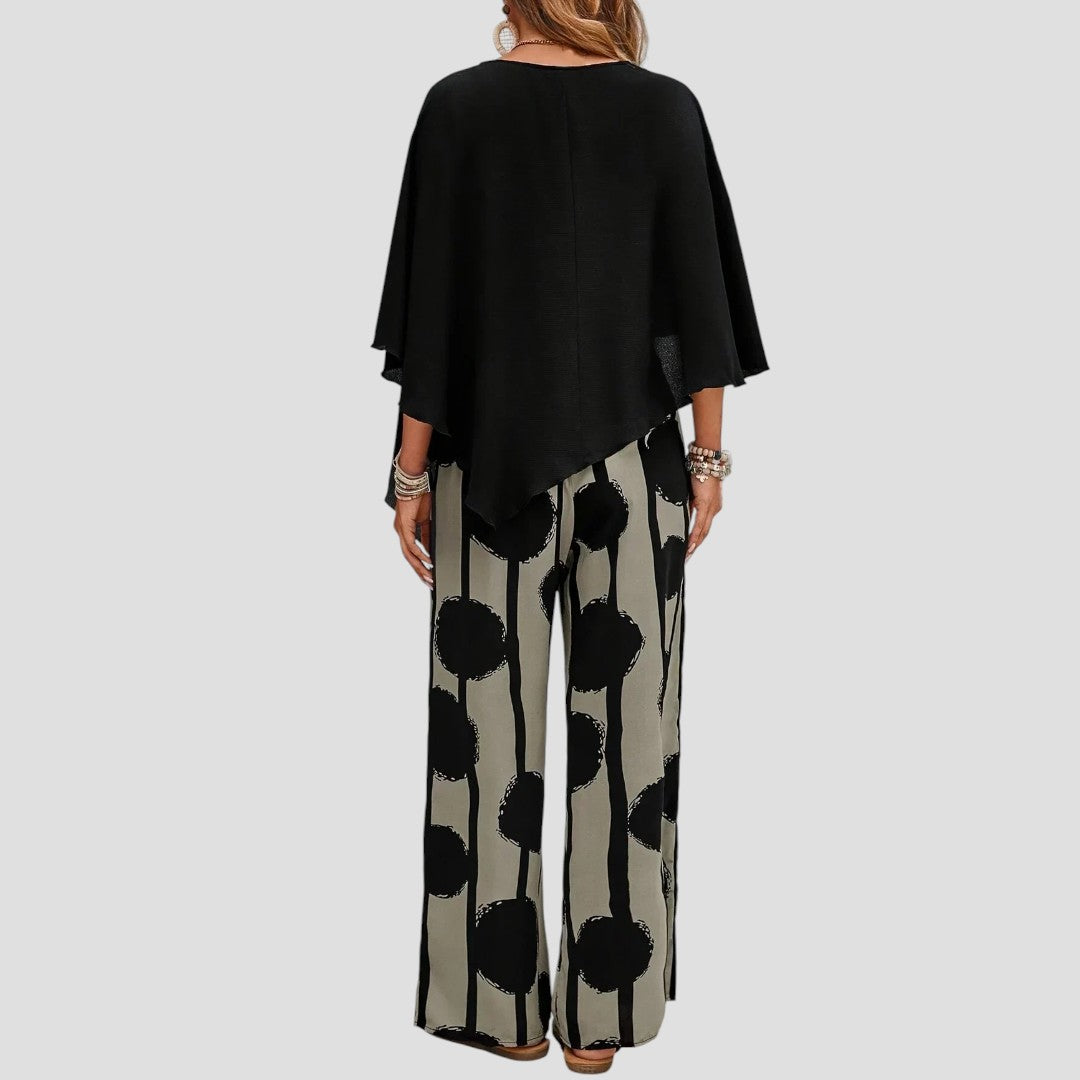 Paolina | Jumpsuit Black Overlay Top Wide Leg