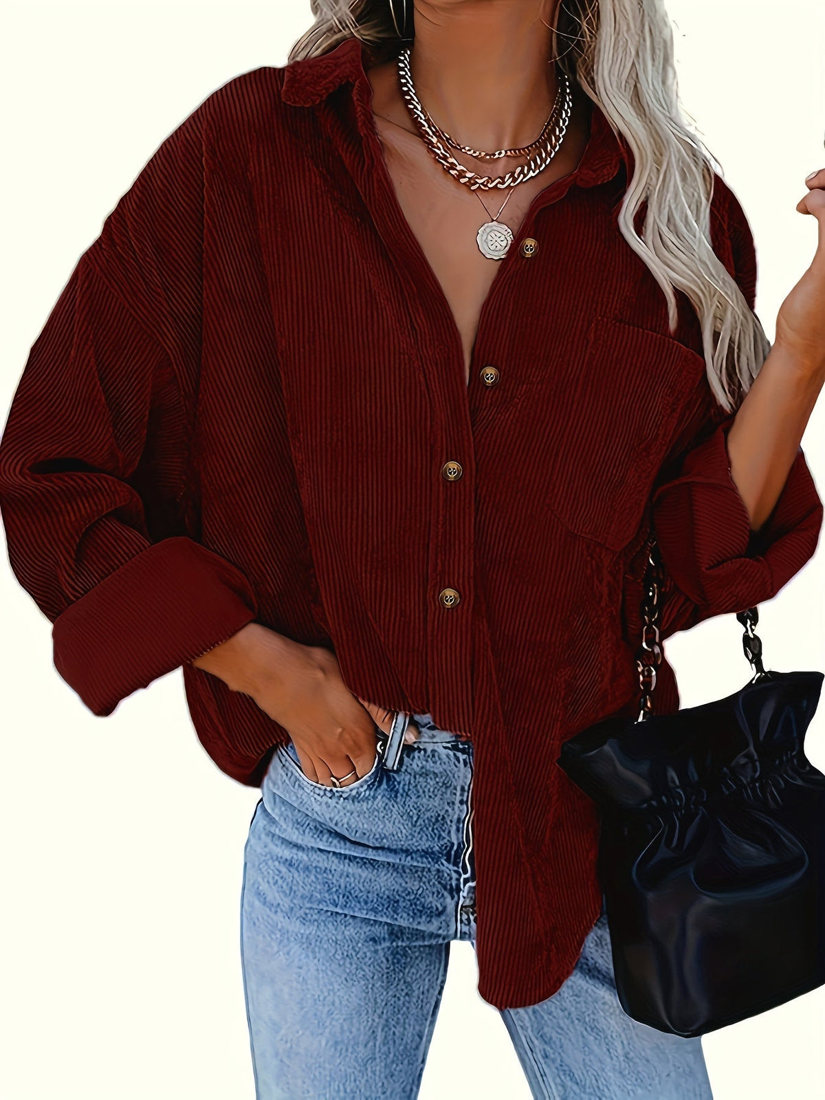 Magnius | Long Sleeve Button-Up Shirt with Pocket