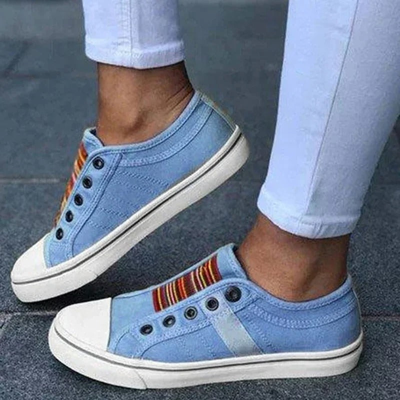 Guldy | Slip On Canvas Sneakers with Striped Panel