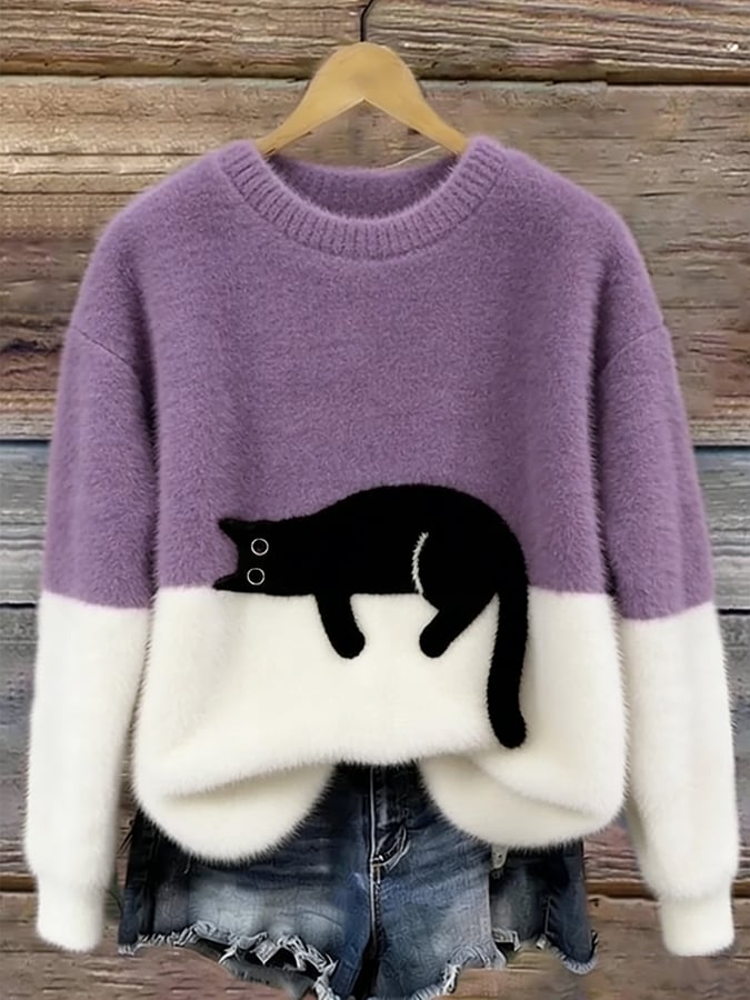 Kalisine | Casual Cat Graphic Sweater in Multiple Colors