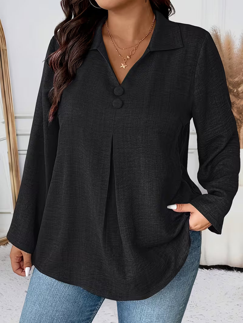 Noyelle | Long Sleeve V-Neck Button Blouse