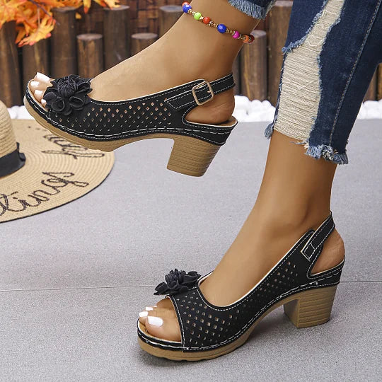 Imogen | Open Toe Slingback Block Heel Sandal
