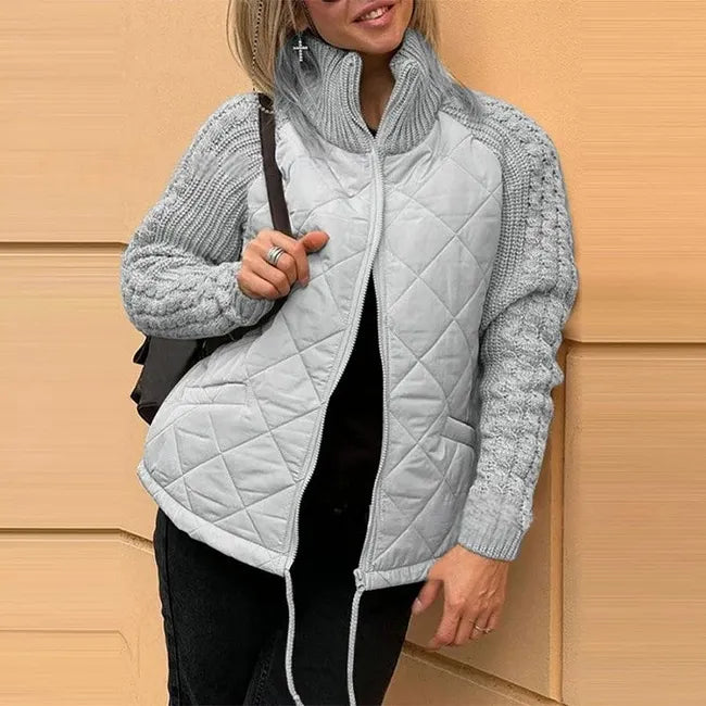 Saskia | Quilted Down Jacket with Knitted Sleeves