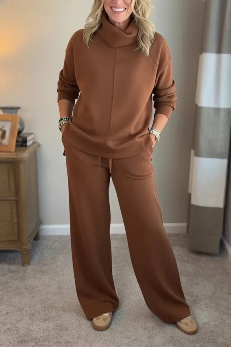 Yardenah | Two-Piece Cowl Neck Wide-Leg Set