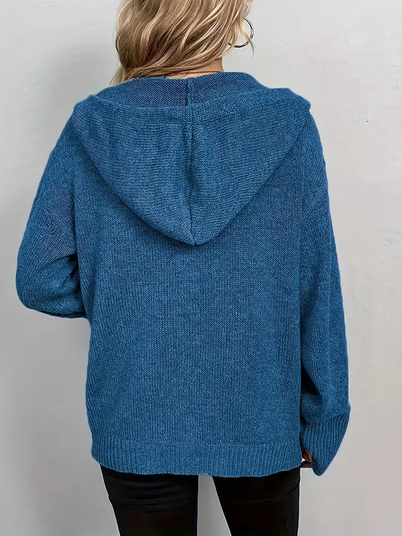Suthida | Hooded Button Front Knit Cardigan Sweater