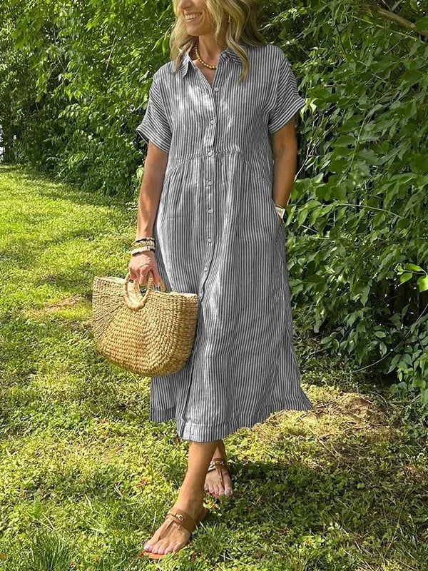 Samara | Striped Short Sleeve Shirt Dress
