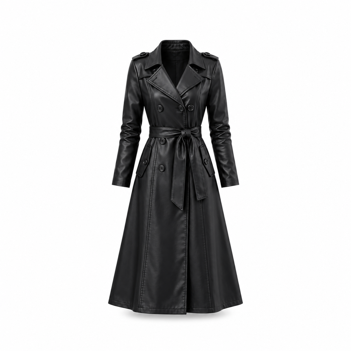 Gelsomina | Trench Coat With Belted Leather-Look Finish