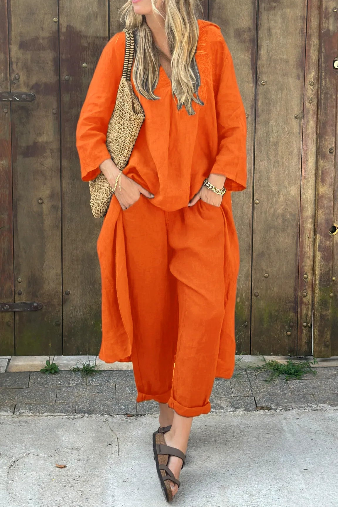 Ximena | Long Sleeve V-Neck Two-Piece Set