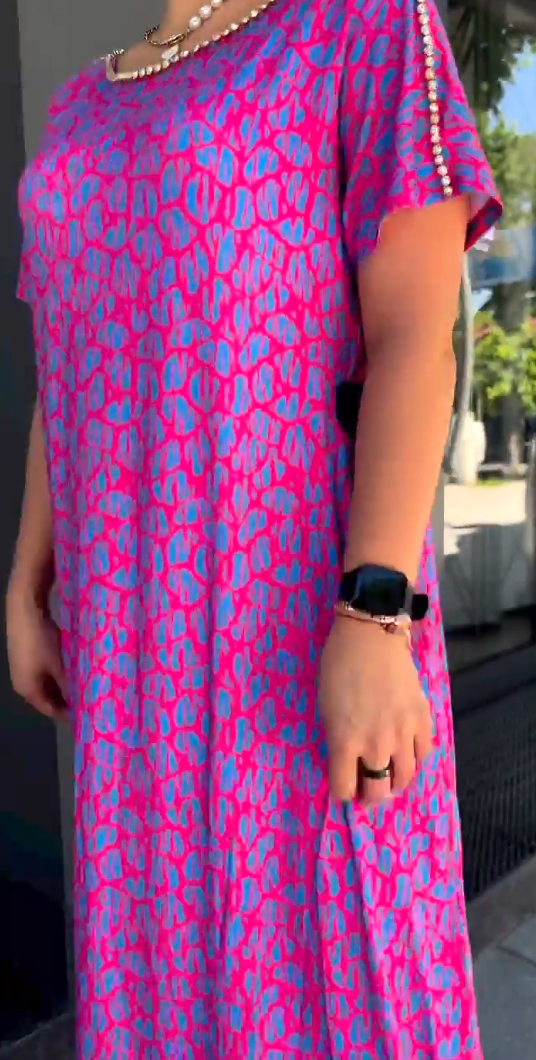 Bettina | Printed Short Sleeve Maxi Dress