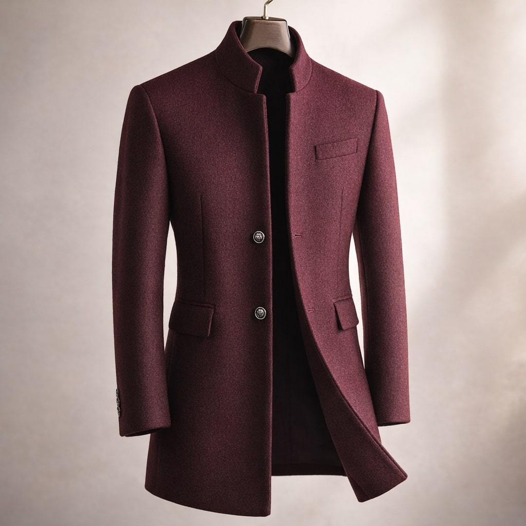 Dusko | Stand Collar Button Front Long Coat
