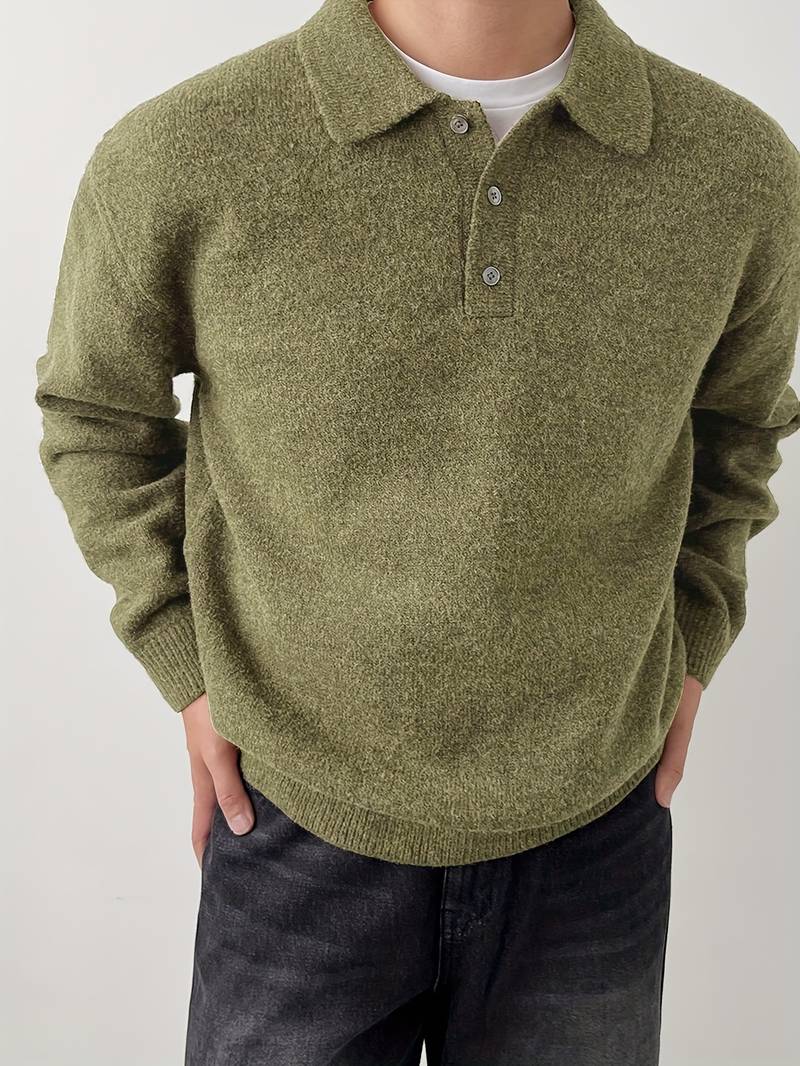 Eliran | Long Sleeve Textured Knit Polo Sweater