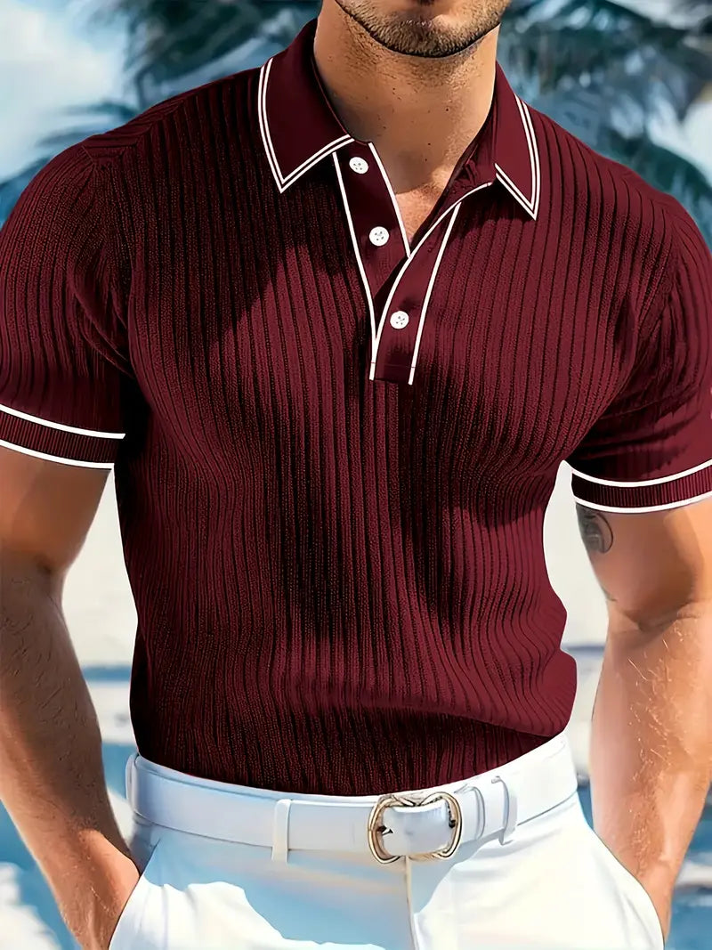 Orestis - Ribbed Short Sleeve Polo Shirt