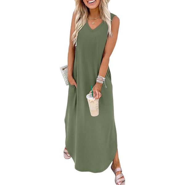 Obermeier | Sleeveless V-Neck Pocket Maxi Dress