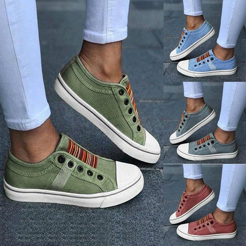 Guldy | Slip On Canvas Sneakers with Striped Panel