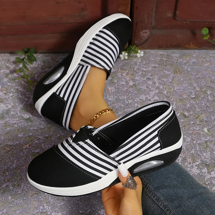 Tasha - Striped Slip On Wedge Sneakers