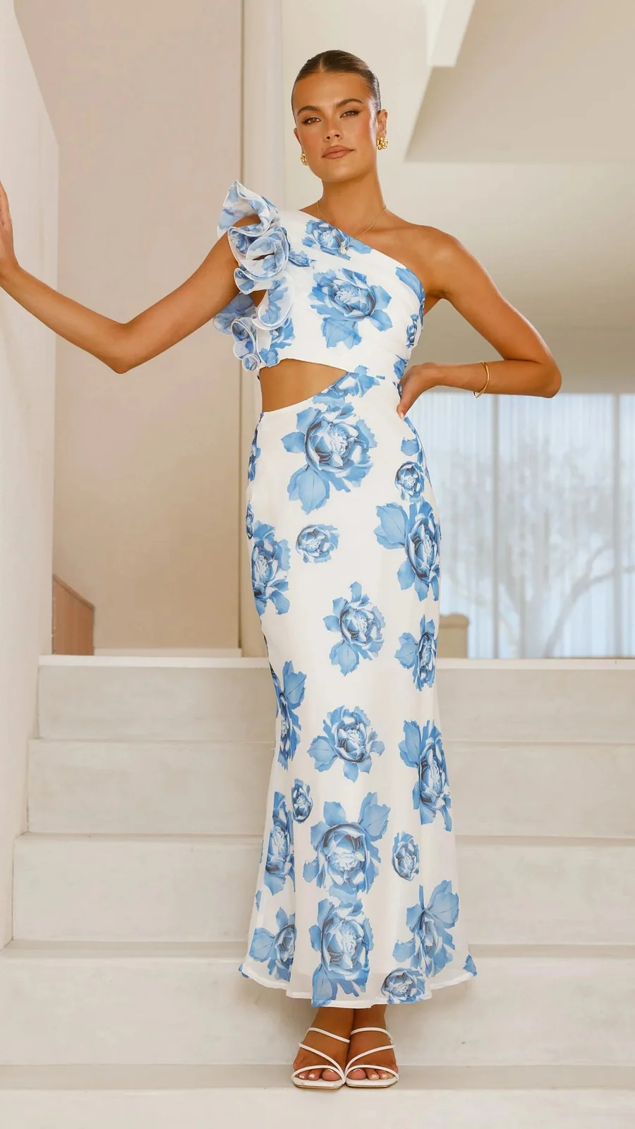 Dorothy | One Shoulder Floral Cutout Maxi Dress