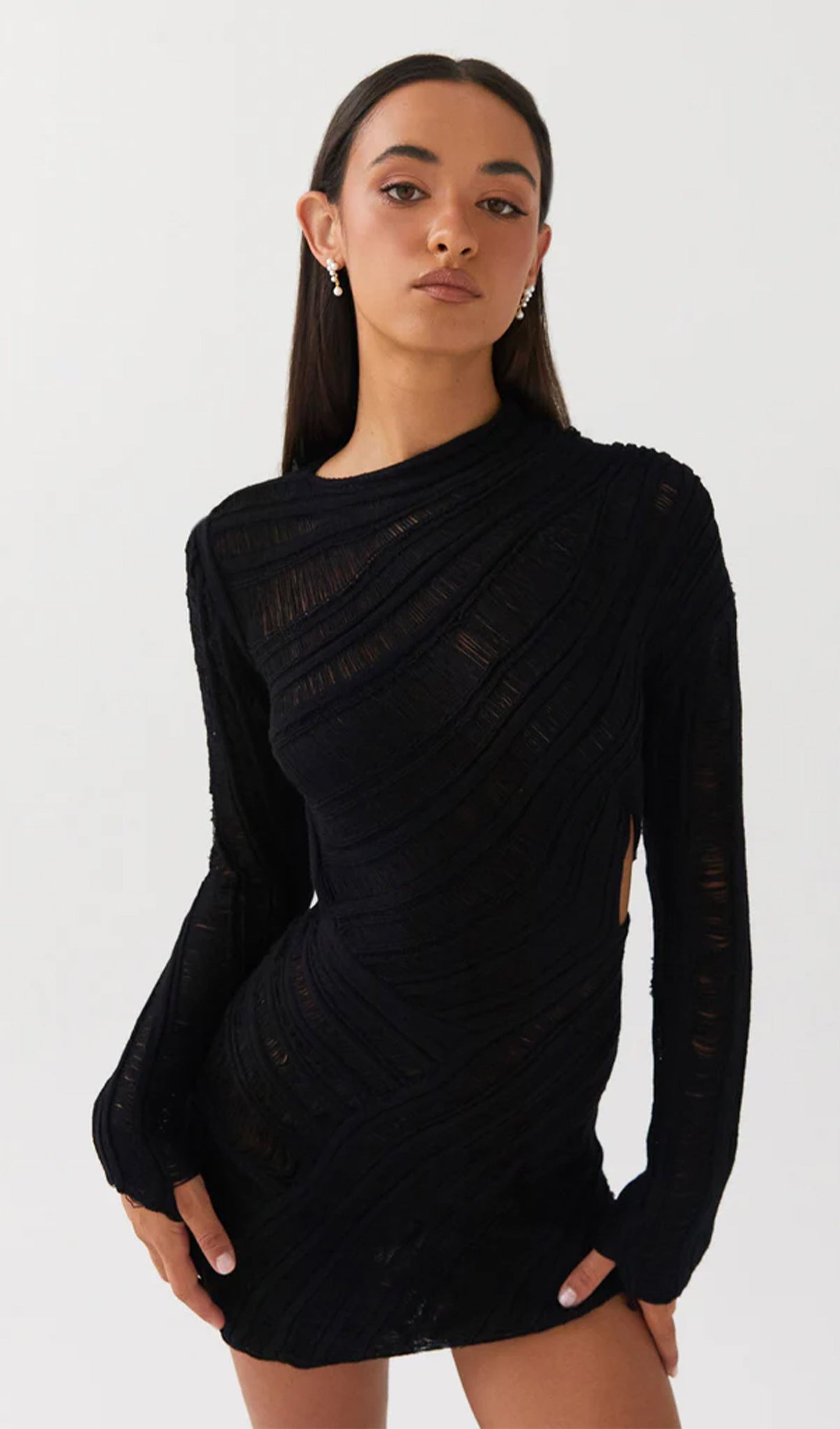 Veleda | Long Sleeve Cut-Out Mini Dress