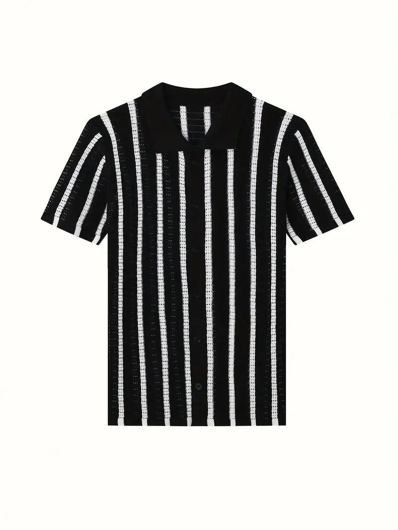 Cordell | Striped Short Sleeve Button Knit Shirt