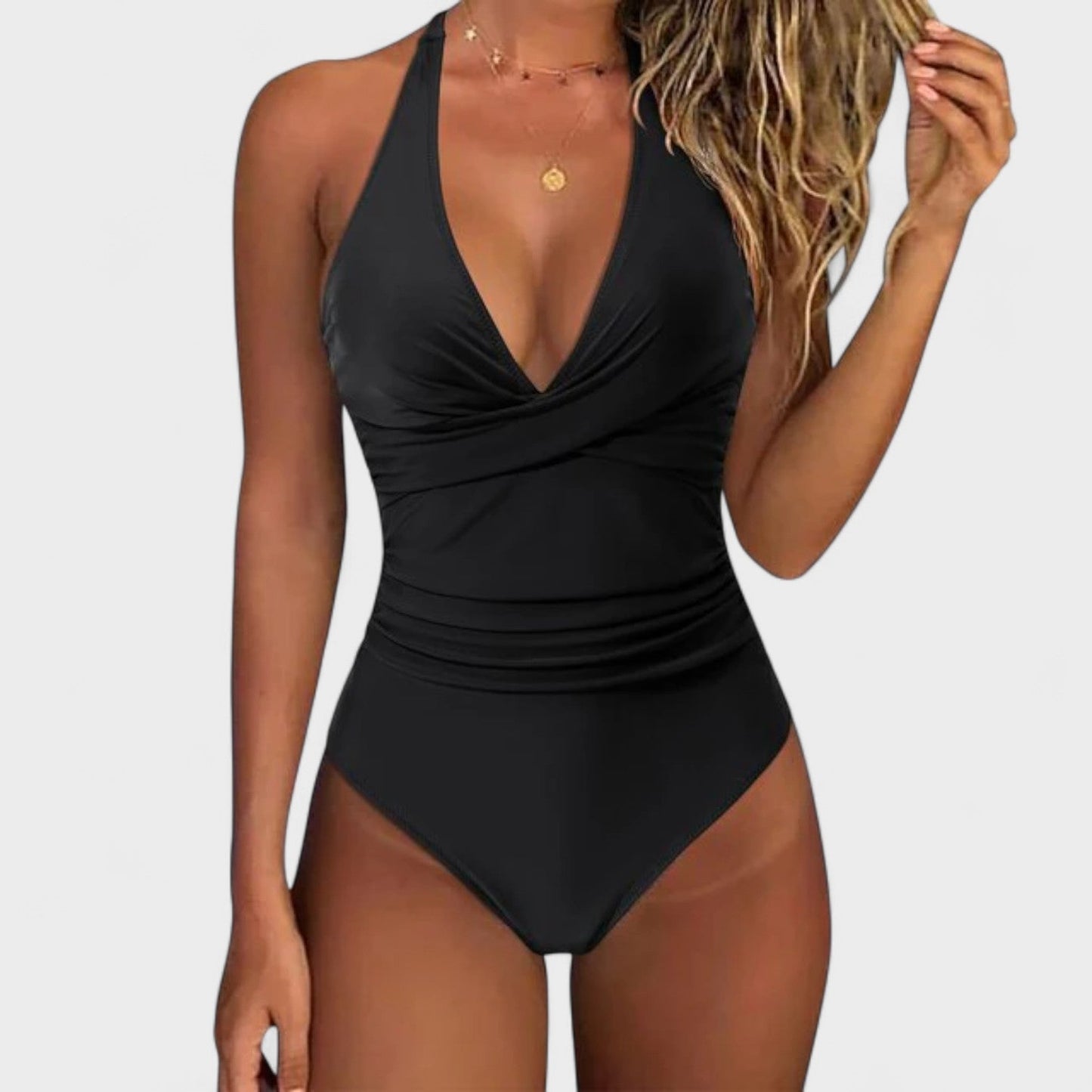 Edita | Halter Neck Ruched One-Piece Swimsuit