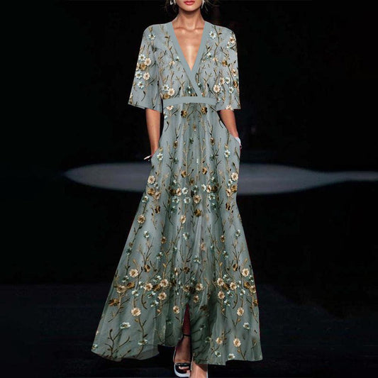 Jane | Floral V Neck Midi Dress