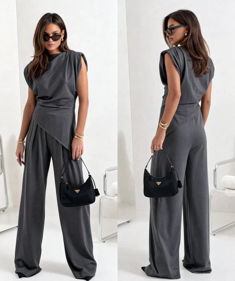 Sonia | Sleeveless Draped Wide Leg Jumpsuit