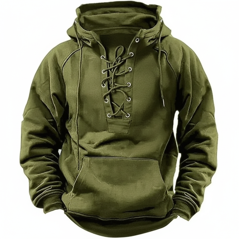 Hovav | Lace-Up Hooded Long Sleeve Pullover Sweatshirt