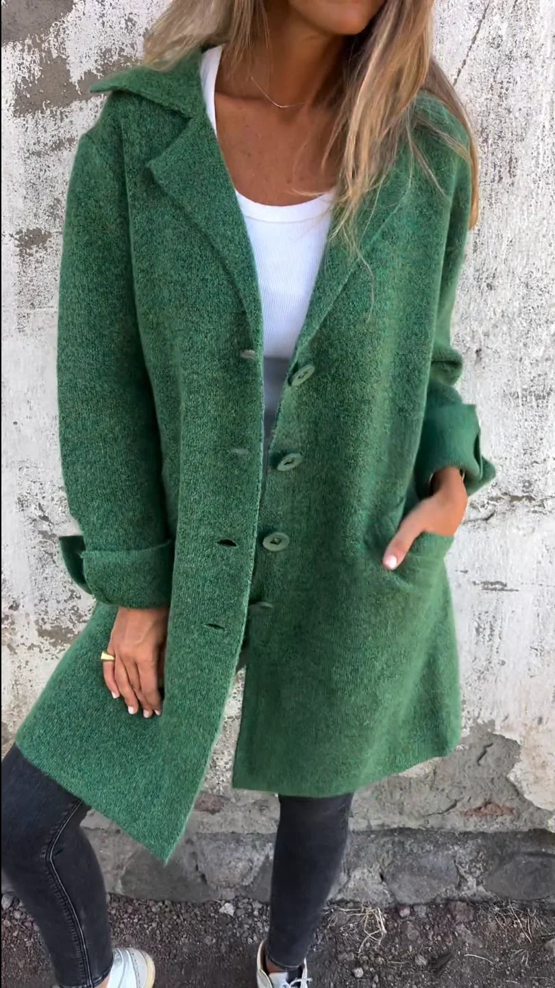 Baylea | Long Button Front Lapel Coat