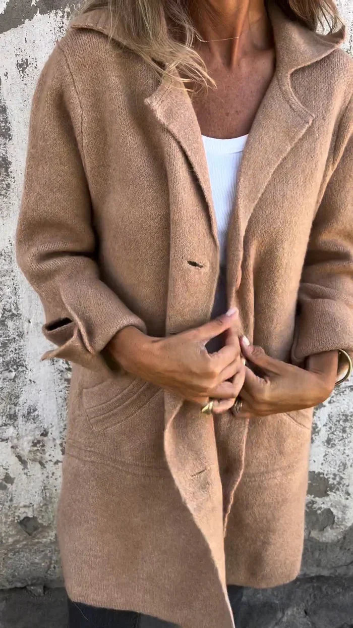 Baylea | Long Button Front Lapel Coat