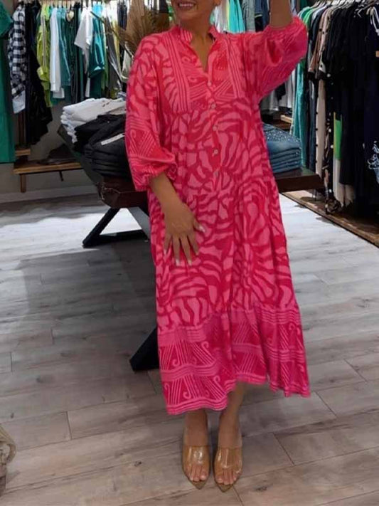 Elyanna | Printed Button Front Midi Dress